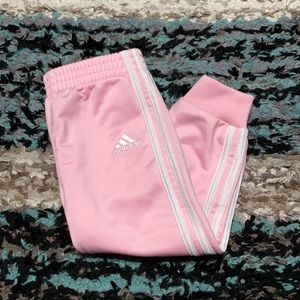 Kids Adidas Pink White Sweat Pants